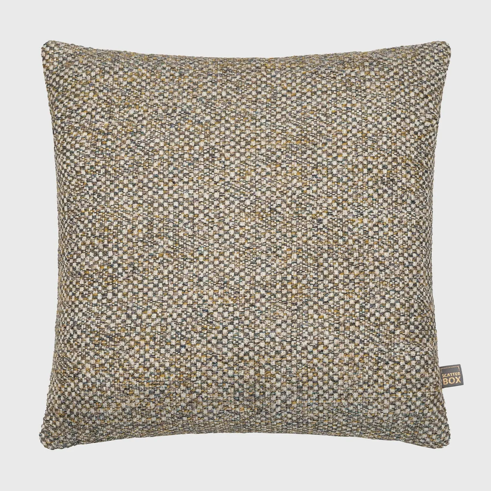 Olive Tweed Cushion, Square, Green Polyester | Barker & Stonehouse