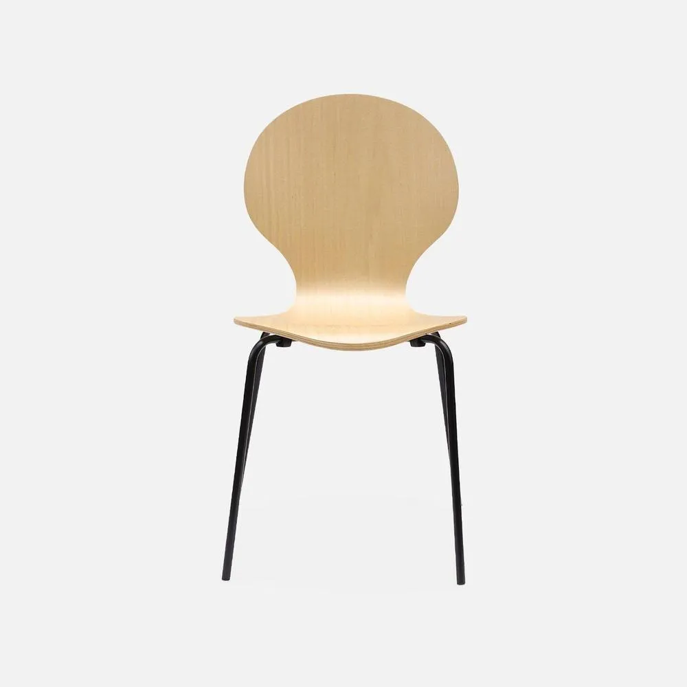 sweeek Set Of 4 Retro Wooden Stacking Chairs in Light Brown 6