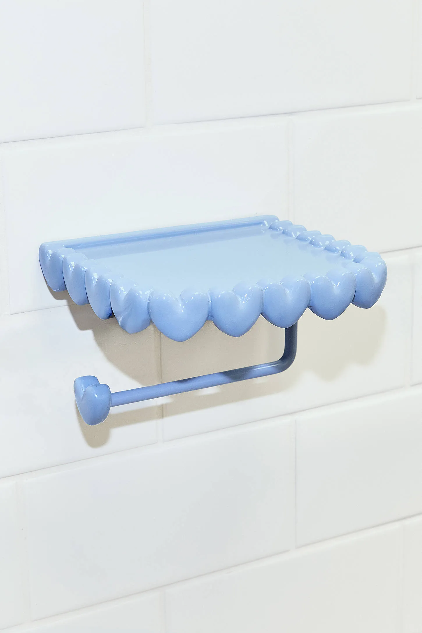 Eloise Heart Trim Toilet Paper Holder & Storage Shelf - Blue 3