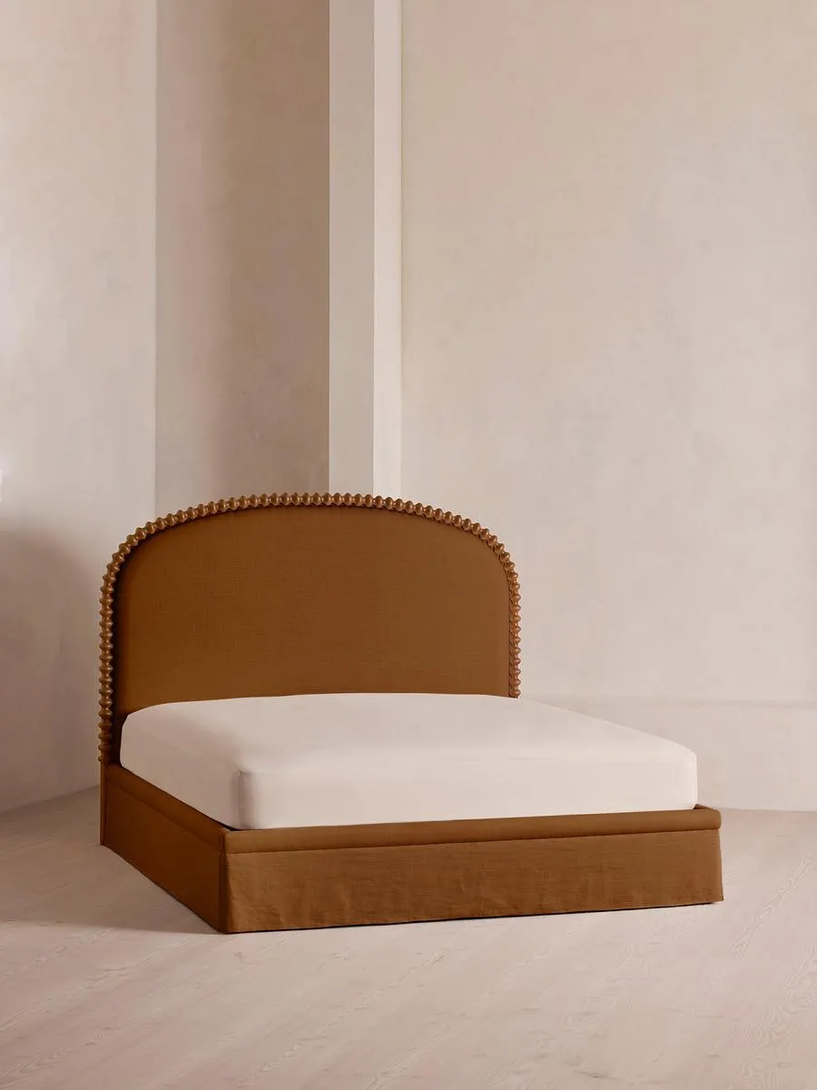 Mika Bed, Super King, Linen, Terracotta