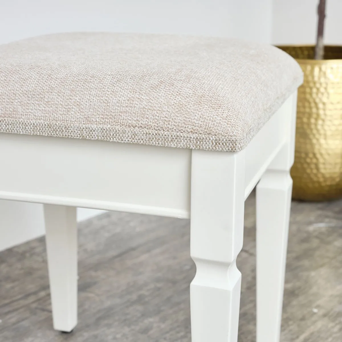 Melody Maison Ivory Cushioned Dressing Table Stool - Daventry Ivory Range in Off-White 5