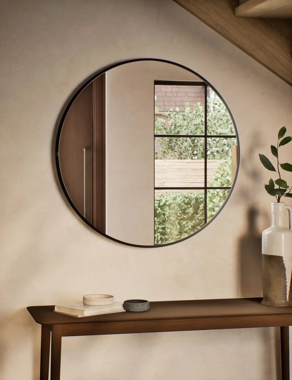 M&S Metal Circle Wall Mirror Black