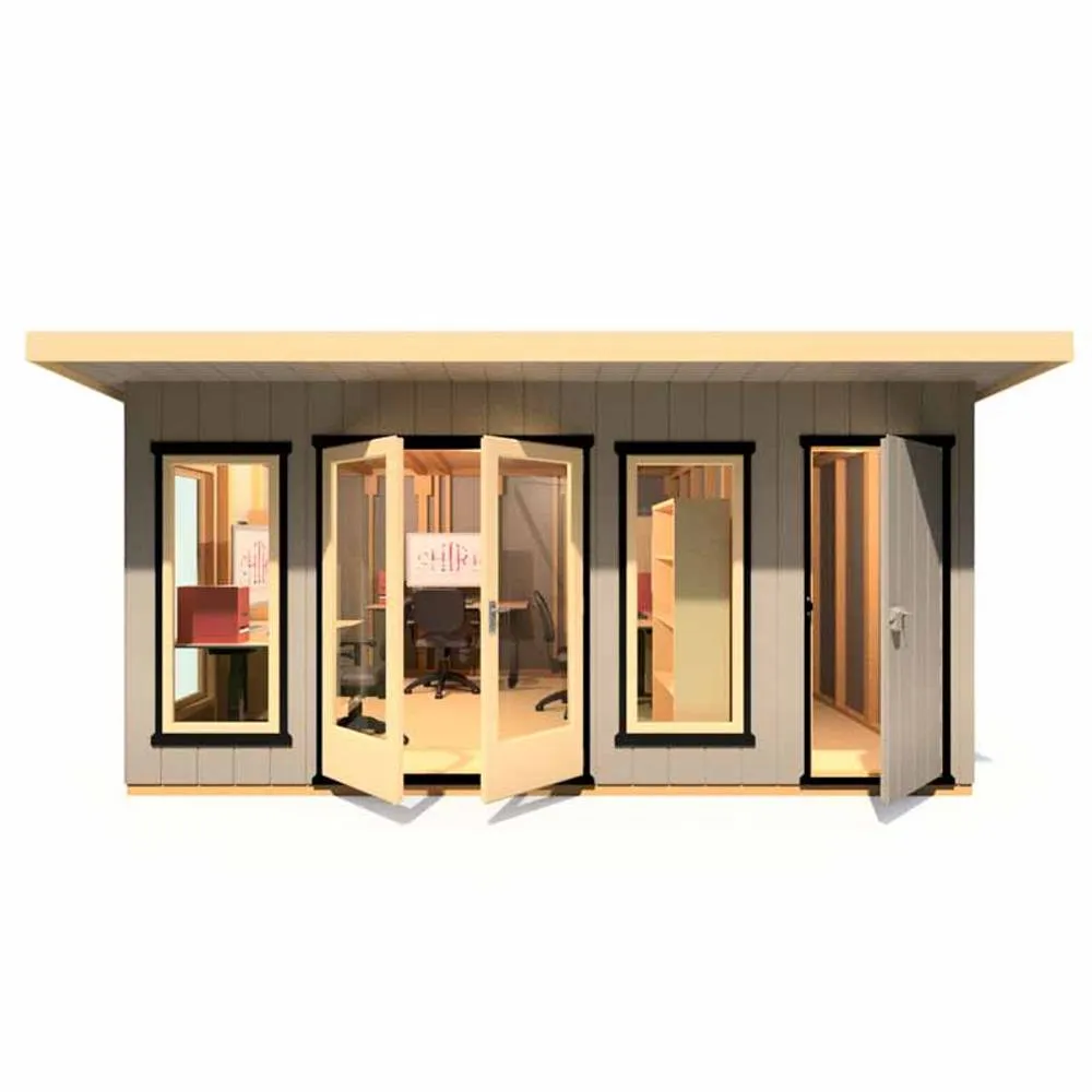 Shires Cali 16x12 Feet Pent 1 Garden Office - OSB/MDF - L456xW509.4xH246.1 cm in Light Brown 3