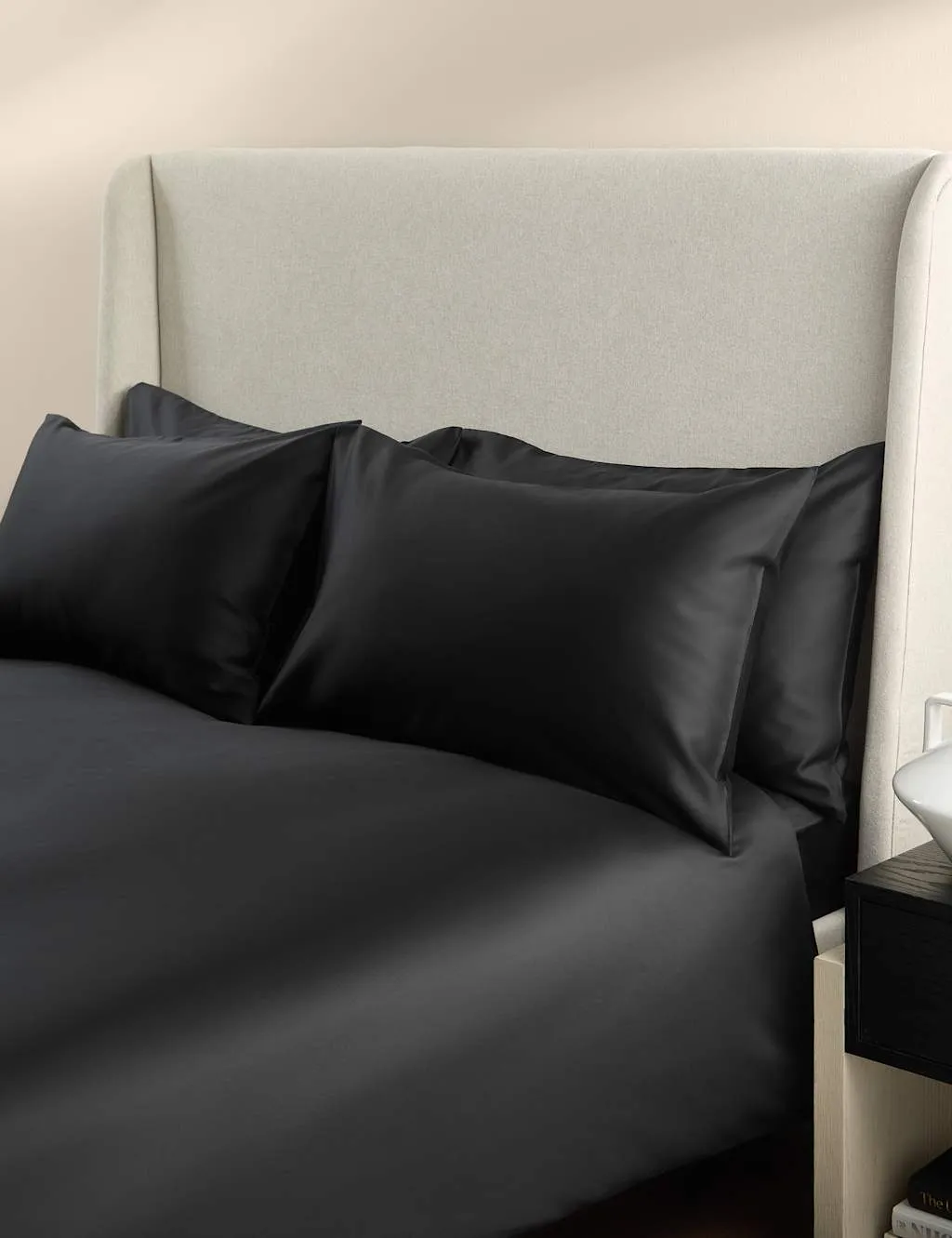 M&S X Kelly Hoppen 500 Thread Count Pure Cotton Sateen Bedding Set Black