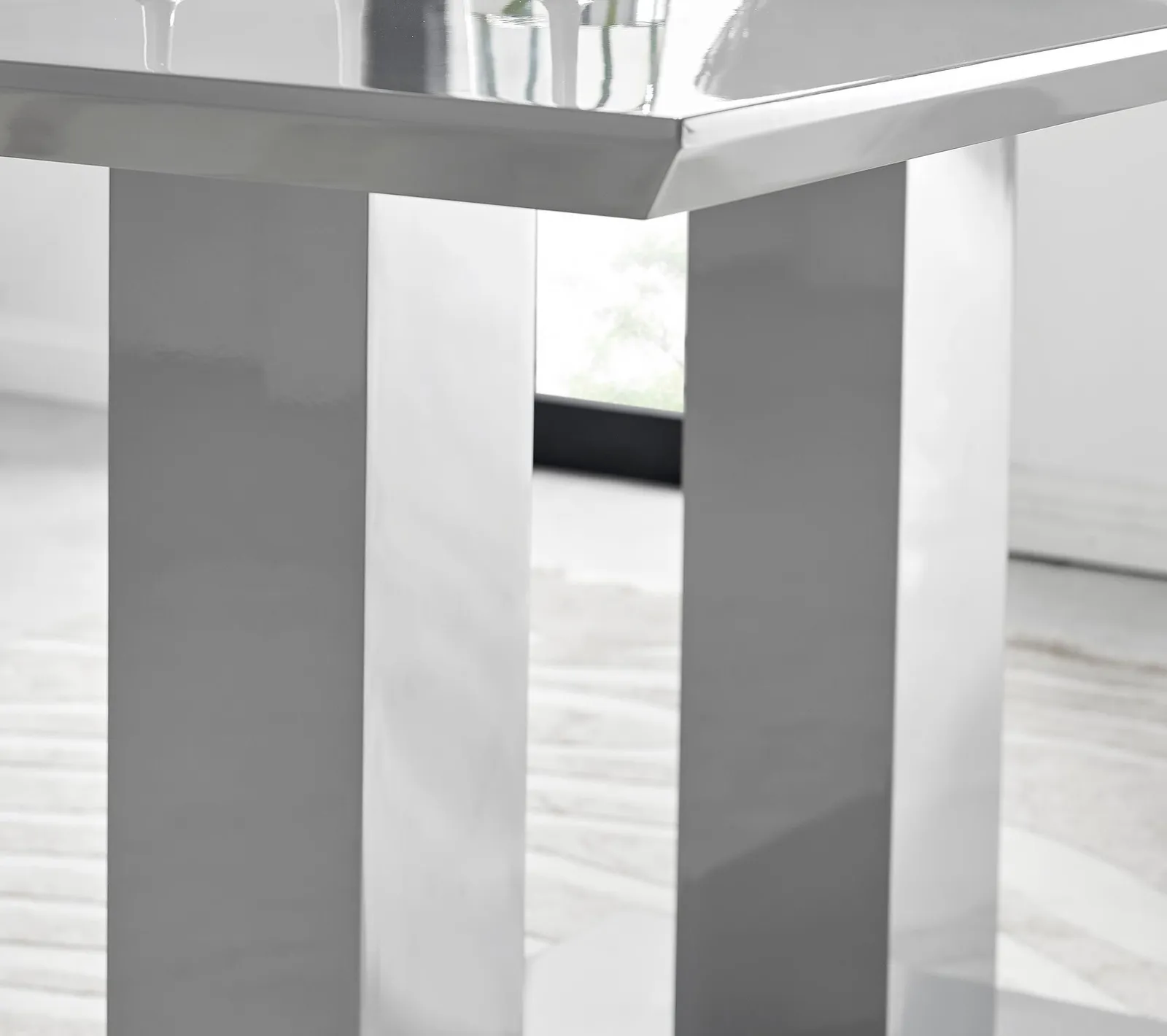 FurnitureboxUK Imperia High Gloss Grey Dining Table & 6 Calla Black Leg Chairs 4