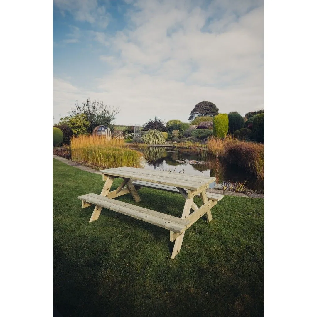 Churnet Valley Garden Furniture Ltd Picnic Table - L179.5 x W143.5 x H76 cm - Partially Assembled in Brown