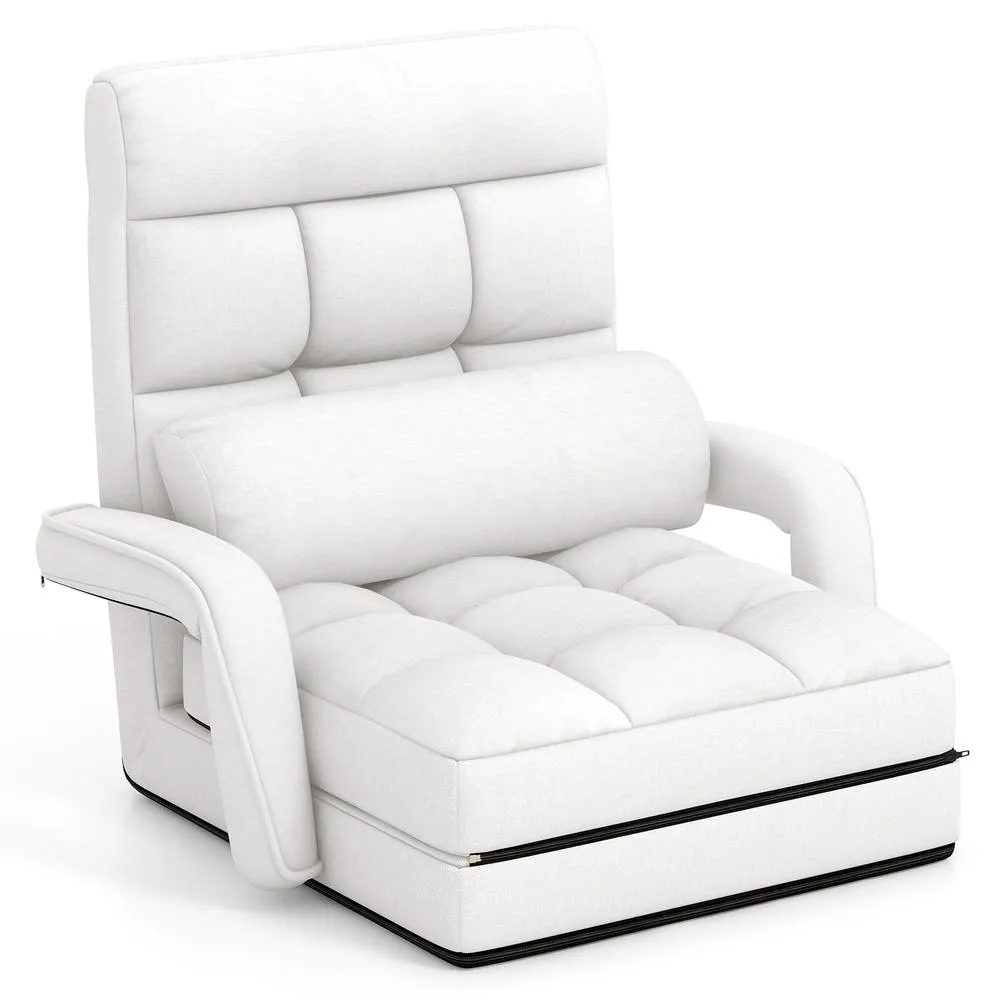 Costway 6-Position Floor Chair Comfy Padded Chaise Lounge Chair Lazy Chair in White 3
