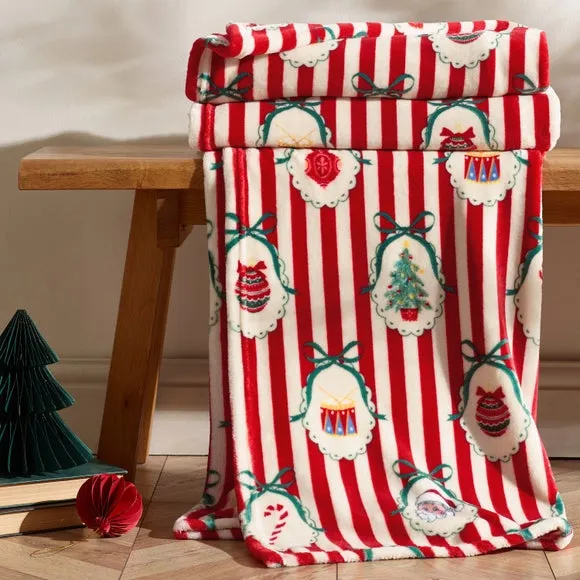 Catherine Lansfield Christmas Vintage Stripe Throw Blanket