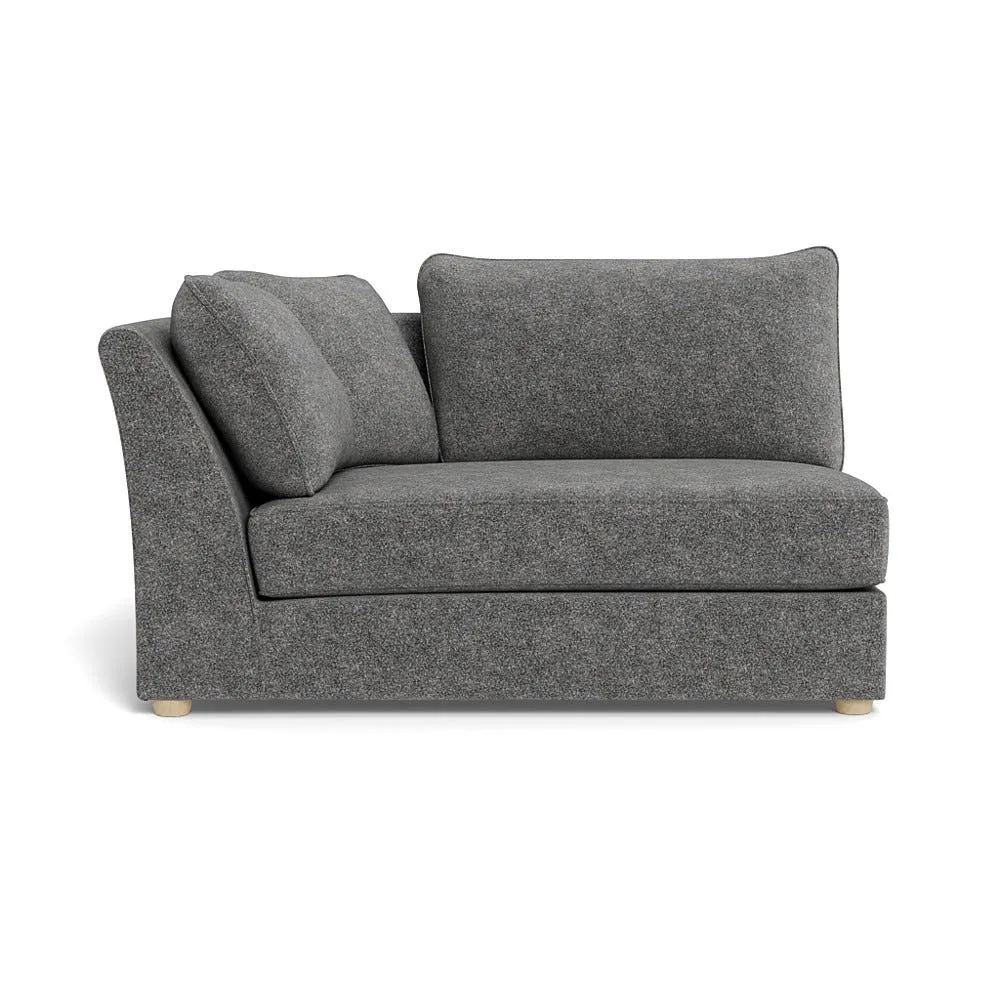 Heal's Tailor Large Curved Left Hand Facing Corner Unit Melton Wool Shale Natural Feet