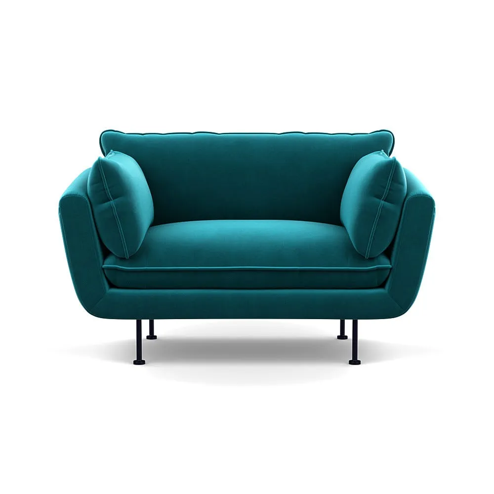 Heal's Allora Loveseat Smart Velvet Petrol Black Feet