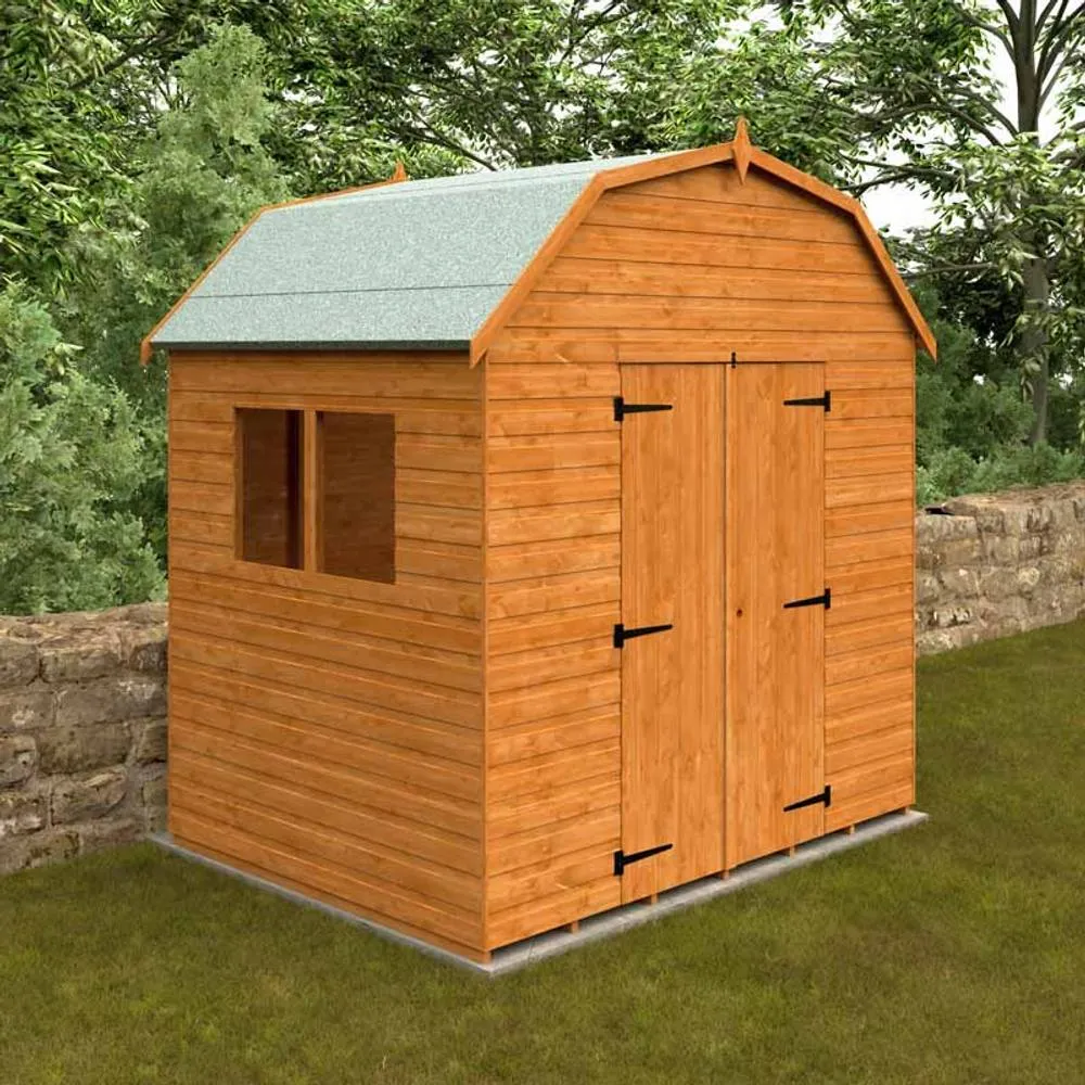 Buttercup Farm 6 x 8 Feet Barn 12mm Shed - Solid Wood/Softwood/Pine in Burnt Orange 2