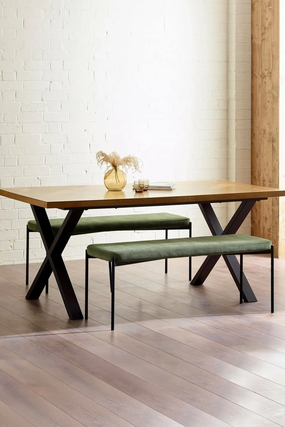 Julian Bowen Leonie 2 Seater Upholstered Dining Bench in Green 2