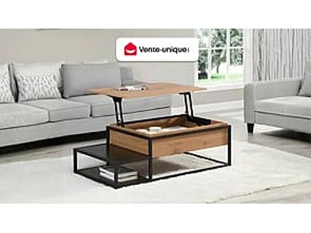 Vente-unique Coffee Table With Lift - Up Top - MDF & Metal - Natural & Black 4