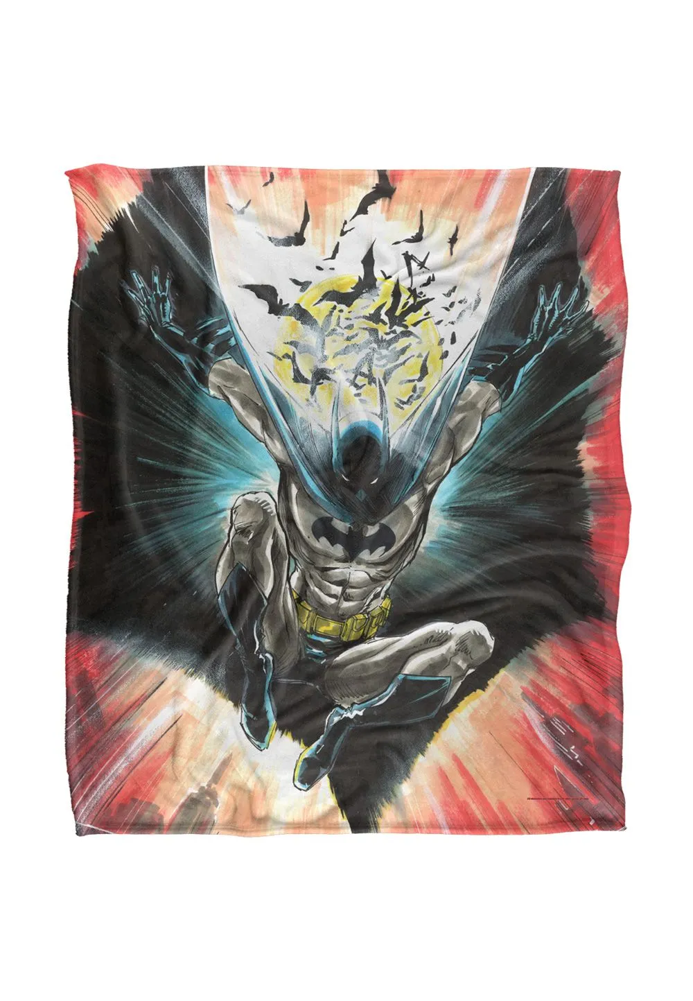 Warner Bros. Leaping Batman Silky Touch Super Soft Throw Blanket 152 X 127 cm in White