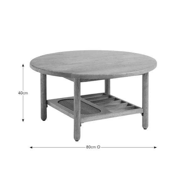 Khari Round Coffee Table, Midtone Mango Wood 6