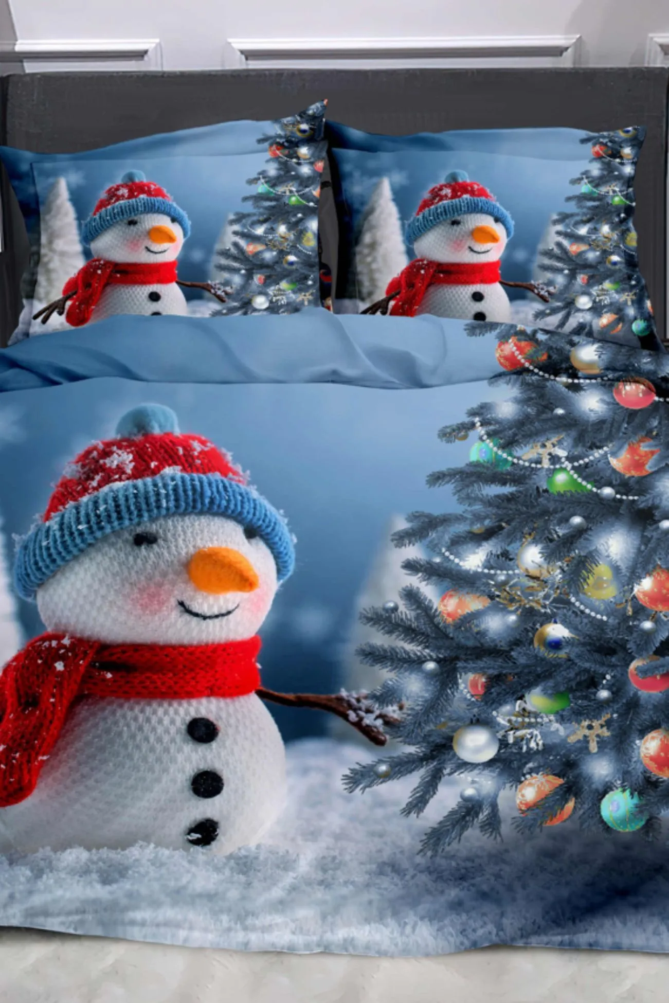 Ezysleep Snowman Christmas Duvet Set in Blue 2