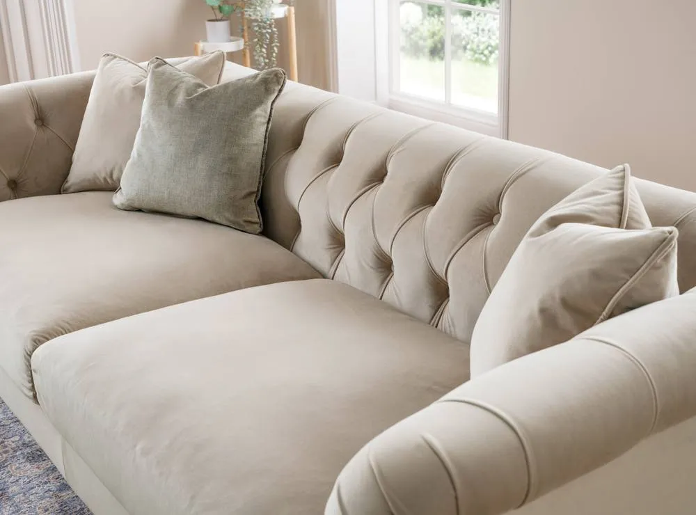 The Great Sofa Company Kensington 3-Seater Velvet Chesterfield Sofa in Cream 4