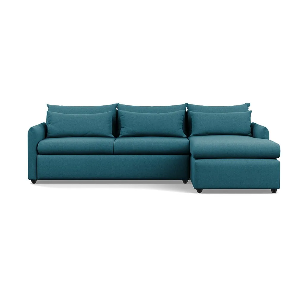 Heal's Pillow Large RHF Corner Chaise Sofa Brushed Cotton Cadet Black Feet