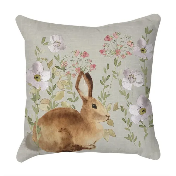 Meadow Rabbit Floral Square Cushion 3