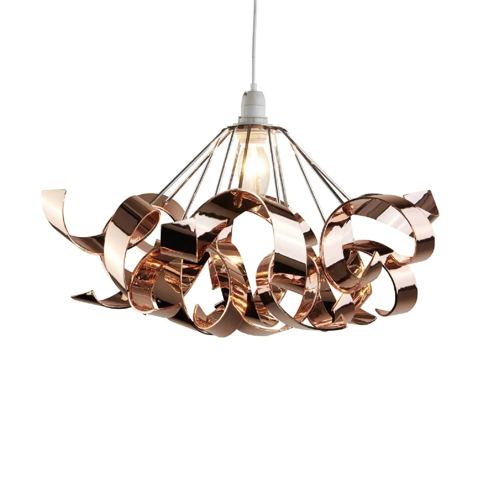 Sputnik Ribbon Easy Fit Pendant Light Shade - Chrome & Copper