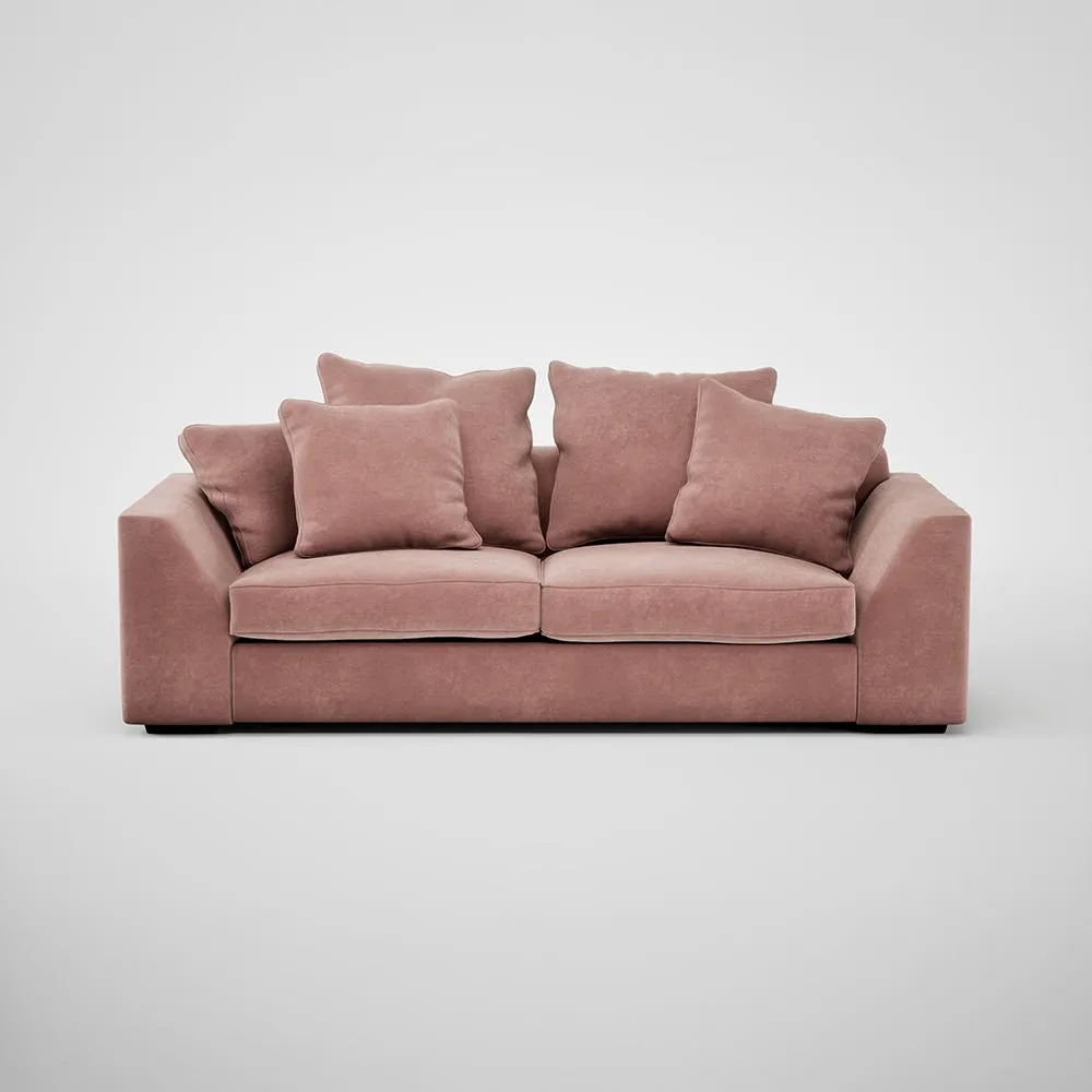 Heal's Cumulus 4 Seater Sofa Smart Luxe Velvet Dusky Pink Black Feet