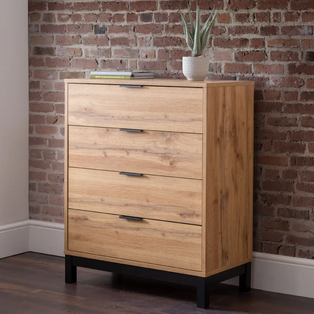 Bali - 4 Drawer Chest - Oak - Wooden - Happy Beds