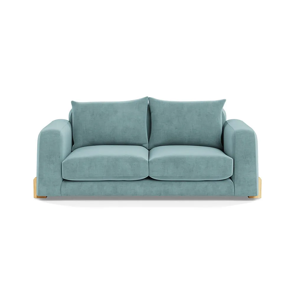 Heal's Nuvola 3 Seater Sofa Smart Luxe Velvet Mineral Blue Natural Feet 1