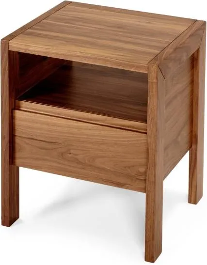 Ledger bedside table, dark stain ash