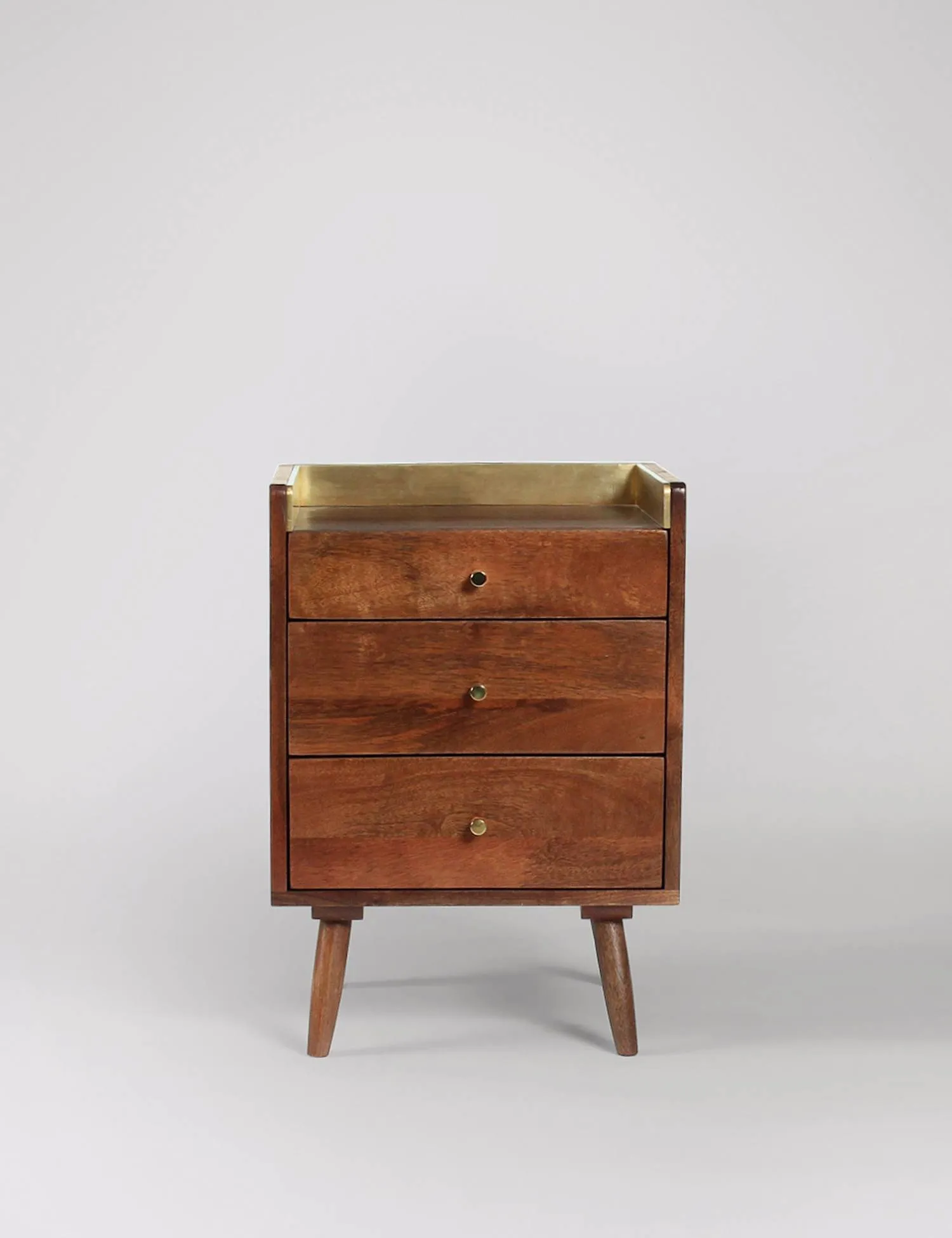 Swoon Fresco Mango Wood 3 Drawer Bedside Table Brown