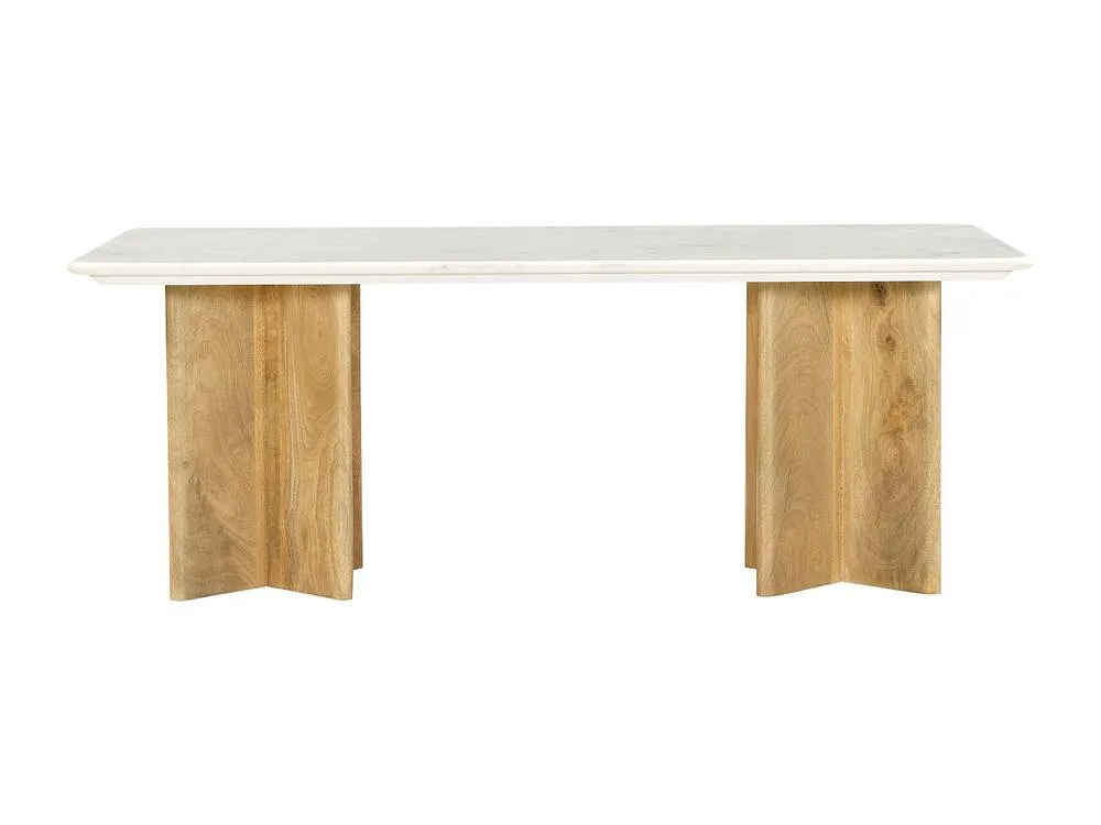 Vente-unique Coffee Table In Marble & Mango Wood - White & Light Natural 4