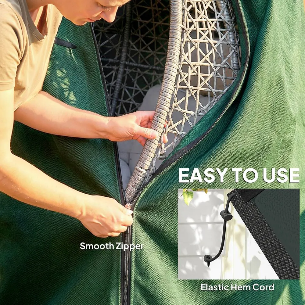OUTSUNNY Hanging Egg Chair Cover, Swing Chair Cover, 196 x 230 cm in Green 5