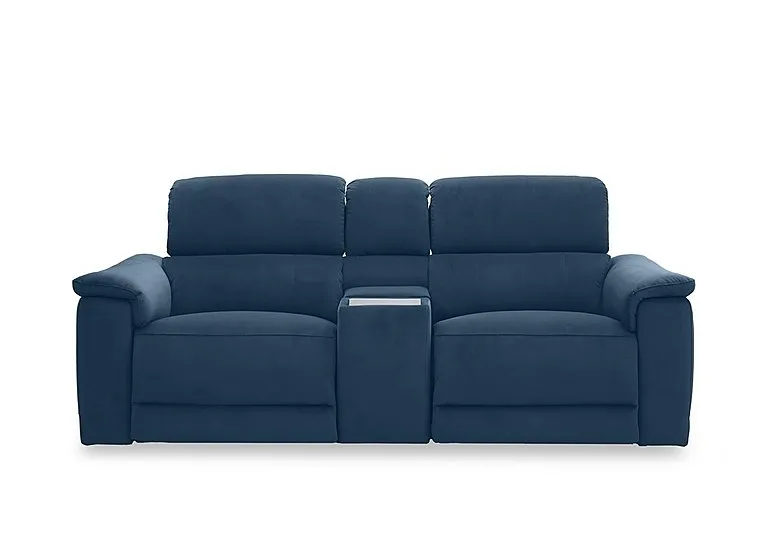 Genius Fabric 2 Seater Power Recliner Media Sofa with Power Headrest, Power Lumbar and Heated Seats