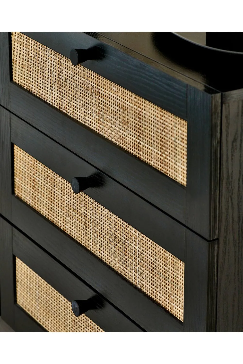 Julian Bowen Padstow Rattan 6 Drawer Wide Chest in Black 6