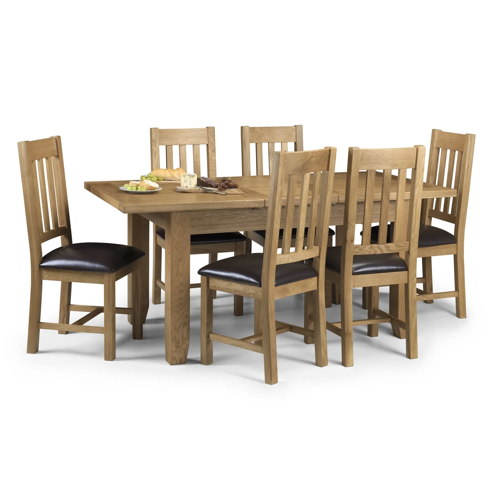 Astoria 4-6 Seater Rectangular Extendable Dining Table with 6 Chairs, Solid Oak