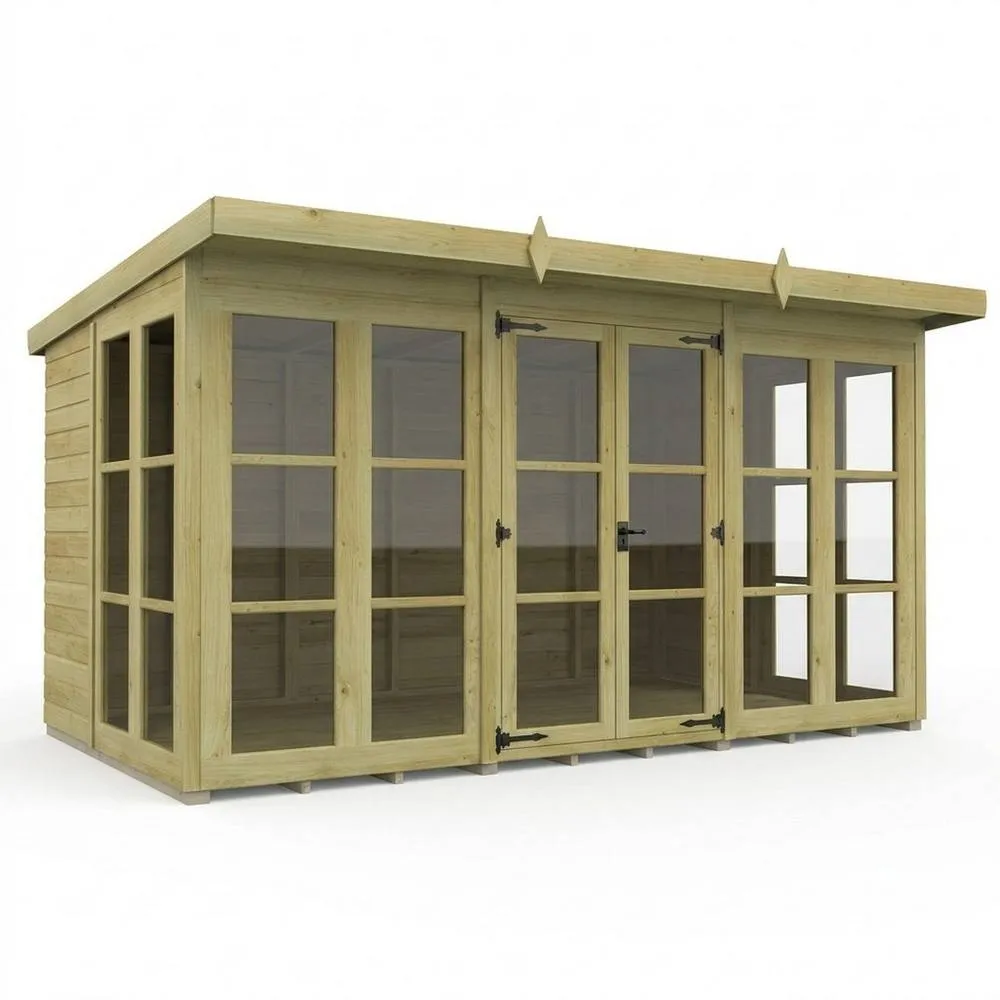 Buttercup Farm 12ft x 7ft Georgian Pent Summer House - Pressure Treated Timber in Brown