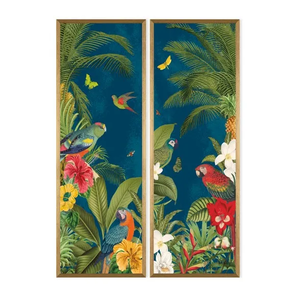 Set of 2 Framed Prints - Parrot Paradise 2