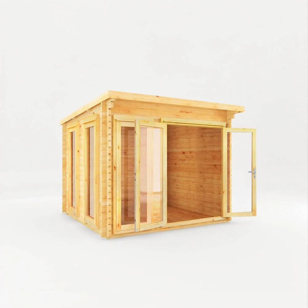 Mercia 3 x 3 m Studio Pent Log Cabin - 28 mm - L333.4 x W303.2 x H249.4 cm in Natural 3