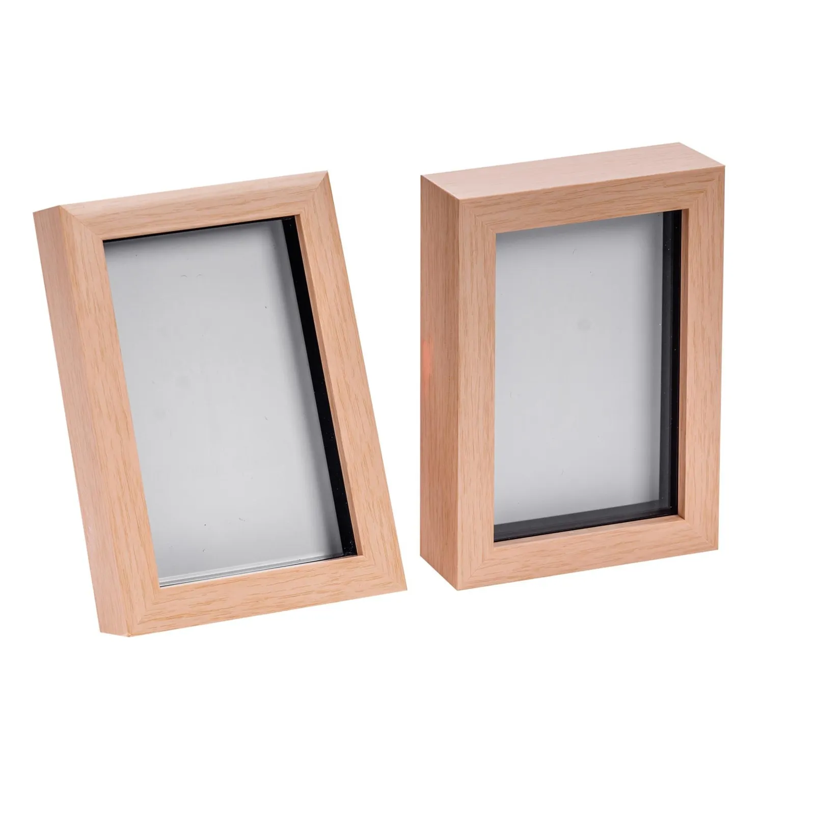 Nicola Spring 3D Box Photo Frames - 4 x 6" - Pack of 5 in Light Brown