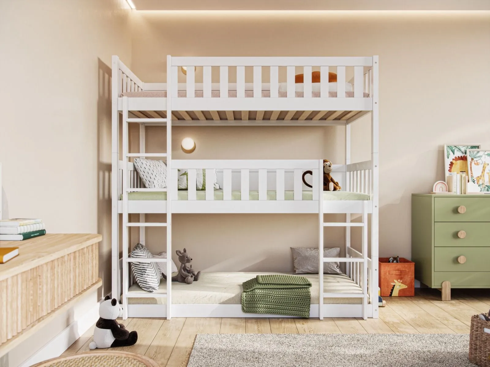 Flair Bea Triple High Bunk Bed in White 3
