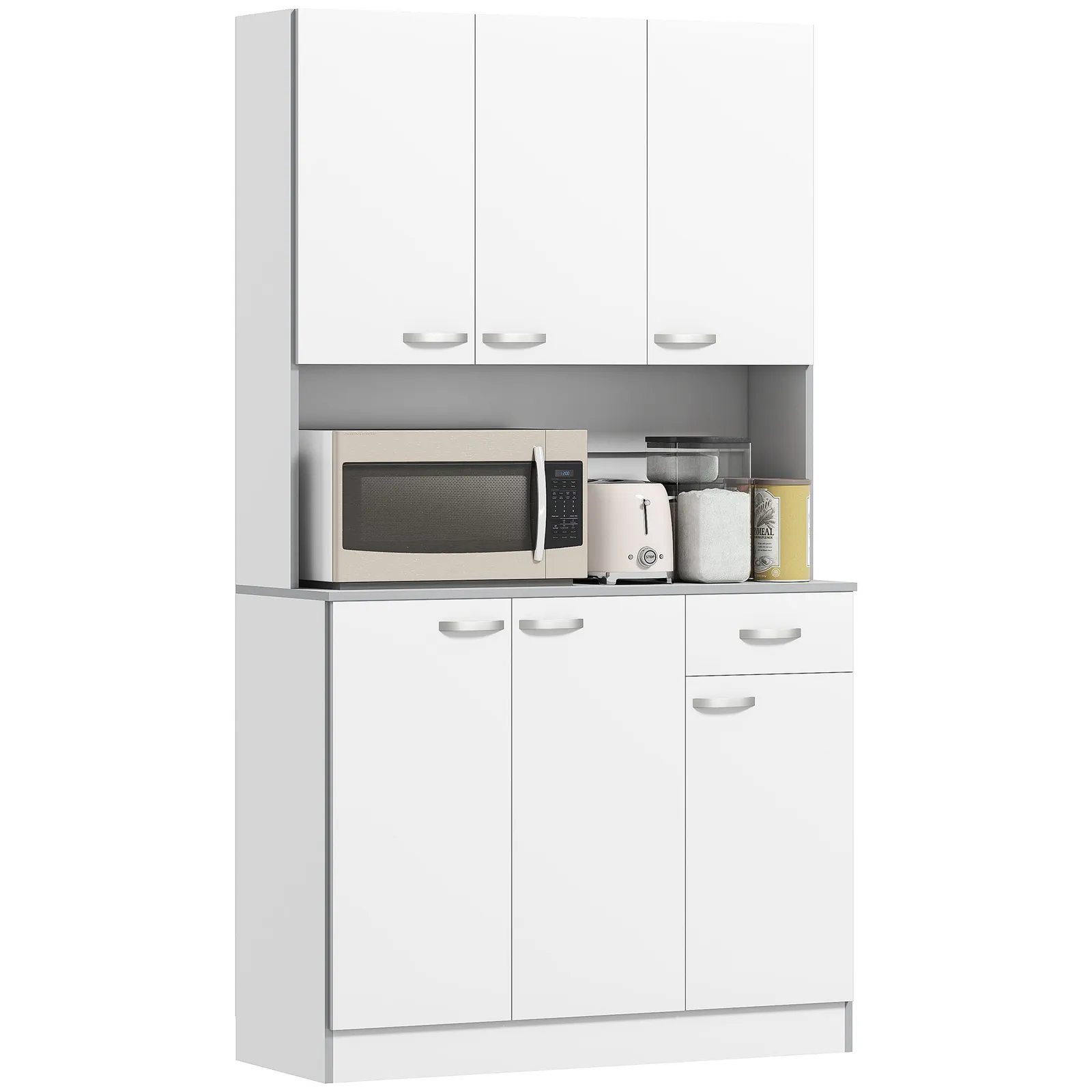 HOMCOM Freestanding Kitchen Cupboard, Storage Cabinet with Doors in White 2