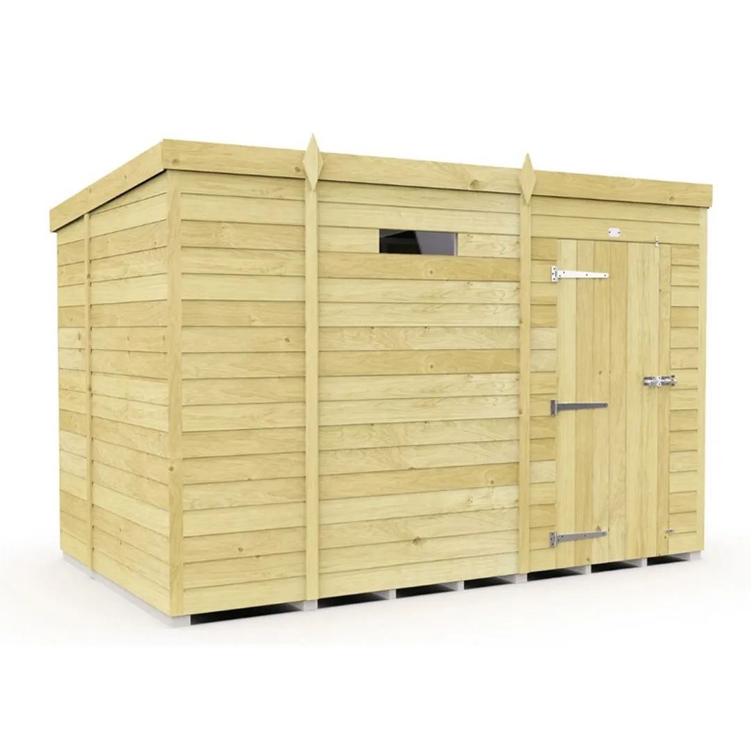 Buttercup Farm 9 x 7 Feet Pent Security Shed - Single Door - L214 x W276 x H201 cm in Brown