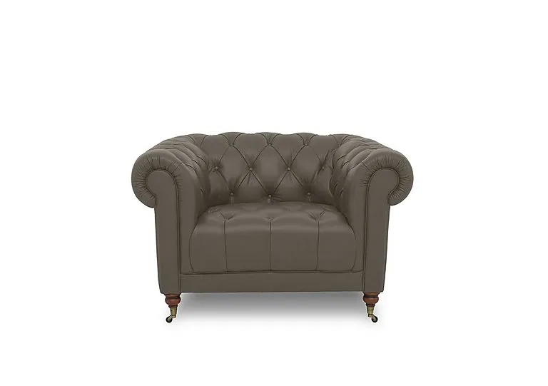 Columbus Leather Armchair with Castors