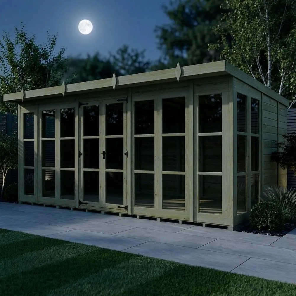 Buttercup Farm 16ft x 9ft Georgian Pent Summer House - Pressure Treated Timber in Brown 3