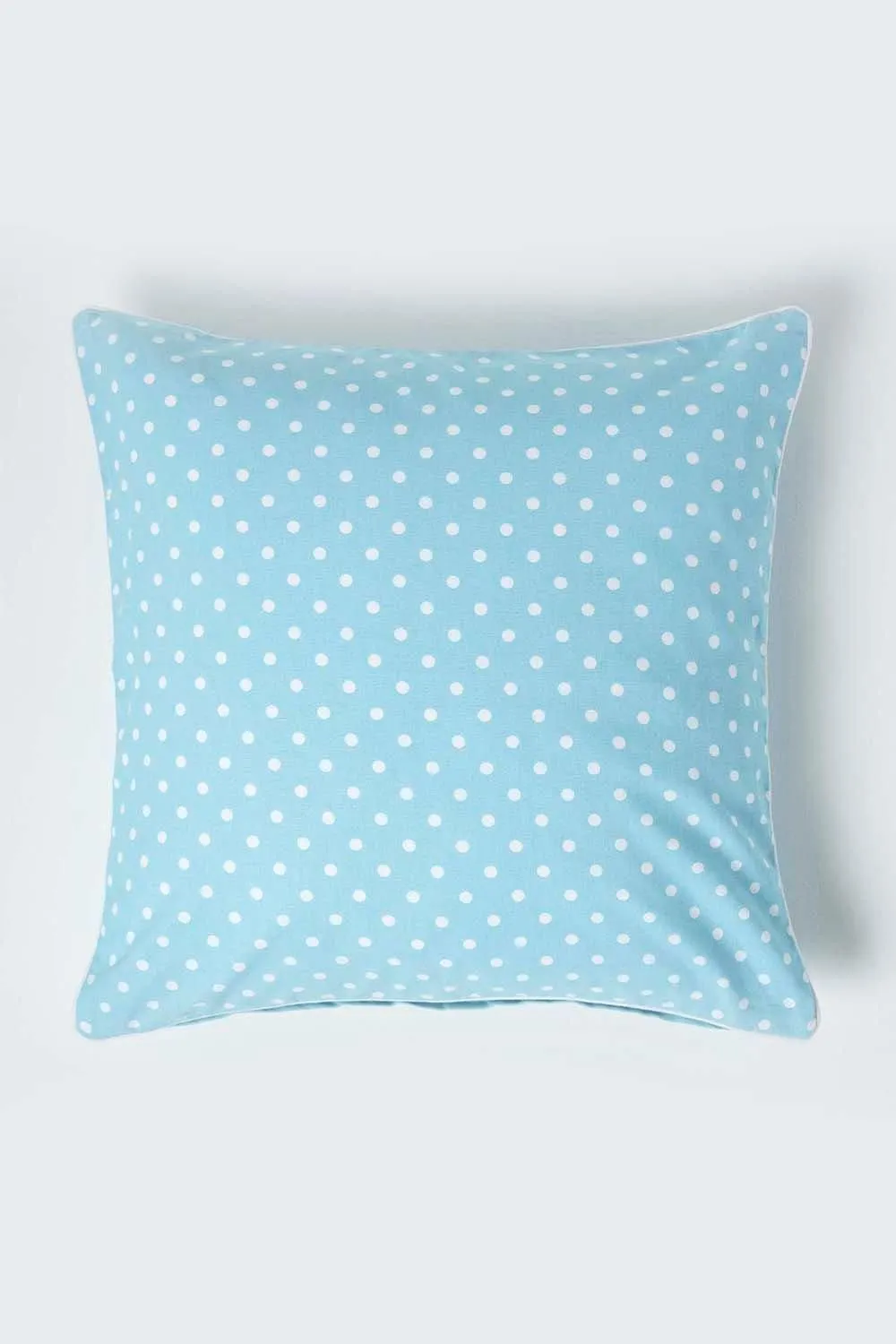Homescapes Cotton Polka Dots Cushion Cover in Blue 1