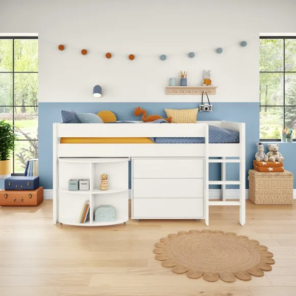 Uno Midsleeper With Pull Out Desk and Chest of Drawers Pine 4