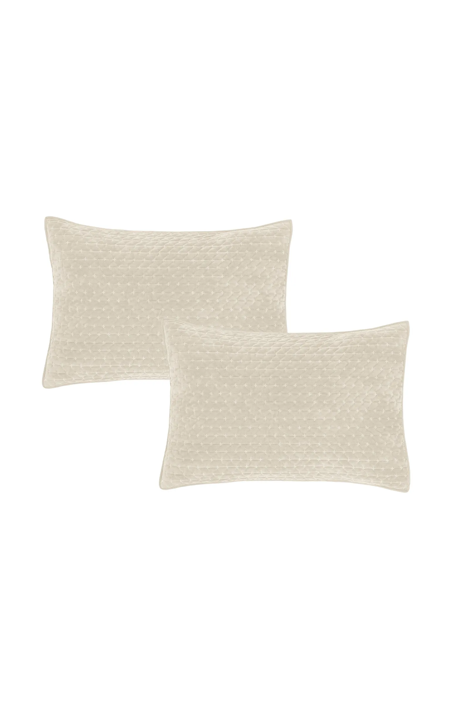 Bianca 'Attica Velvet' Embroidered Pillow sham Pair in Natural 3