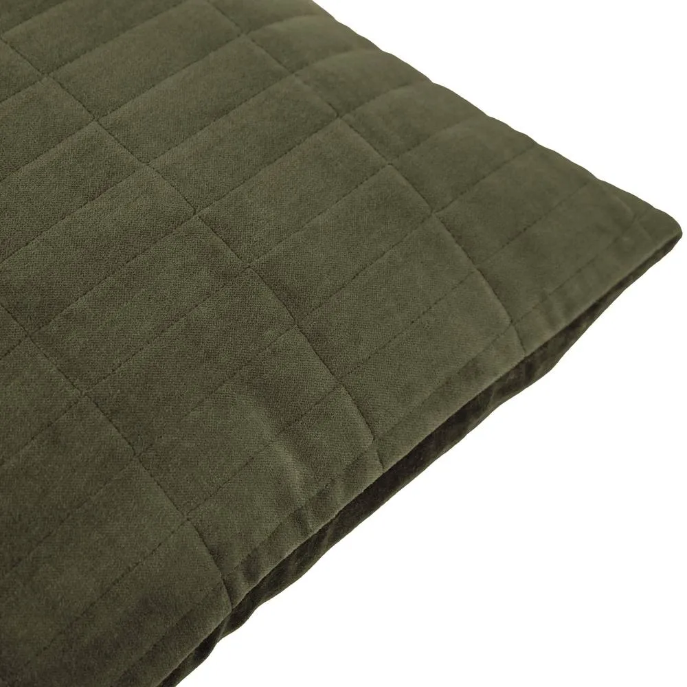 Yard Dales Quilted 100% Cotton Velvet Cushion in Green 3