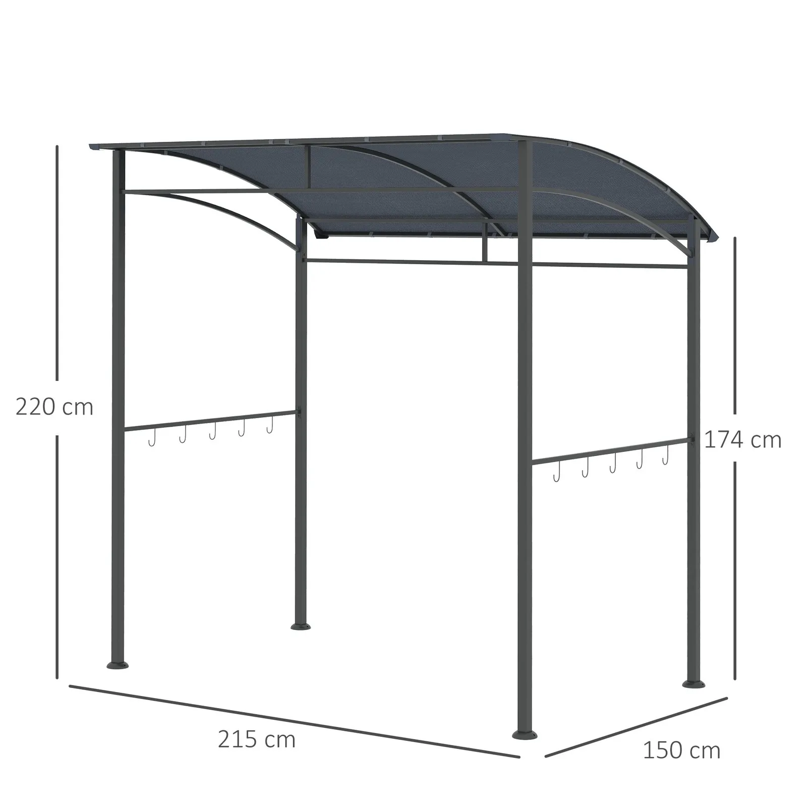 OUTSUNNY 2.2 x 1.5 m BBQ Gazebo Tent Sun Shade with Canopy in Dark Grey 3
