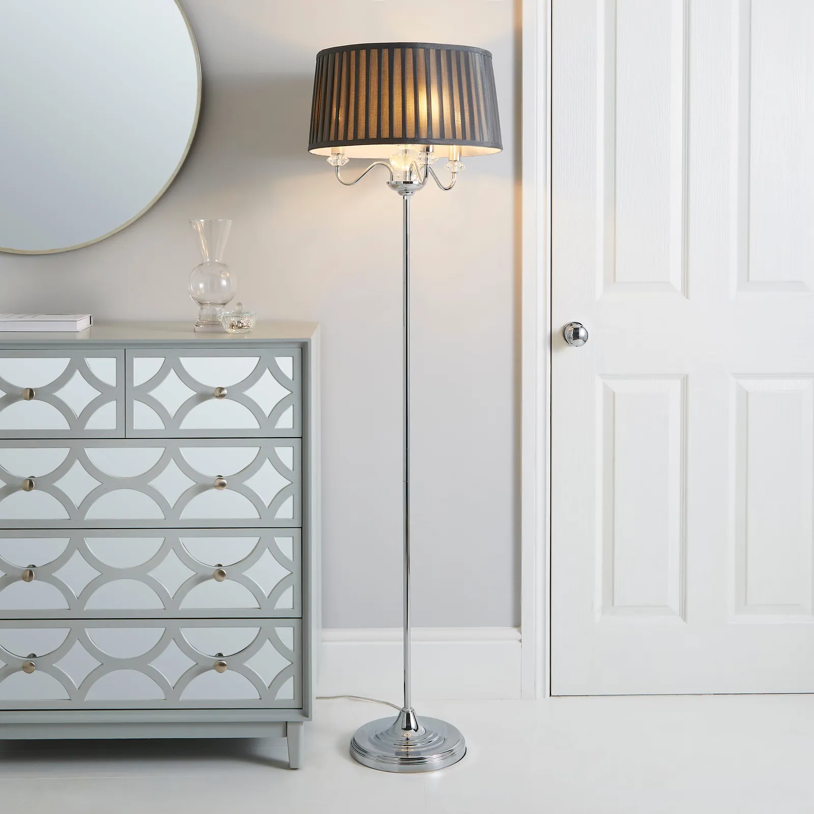 Dorma Genevieve 3 Light Floor Lamp Chrome