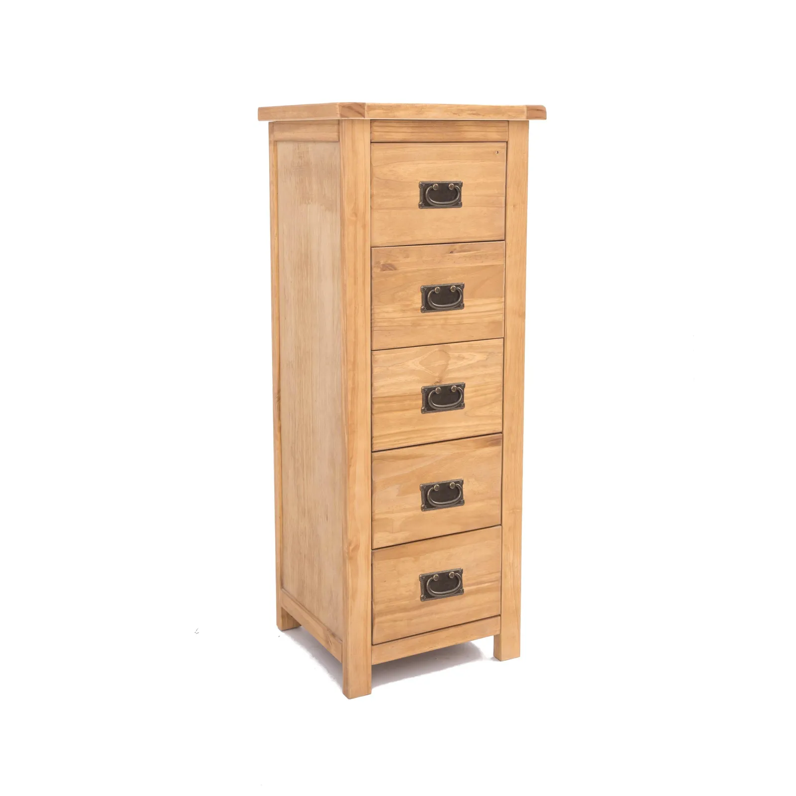 Cabinet Bits Lugo 5 Drawer Narrow Chest of Drawers Bras Drop Handle in Light Brown 2